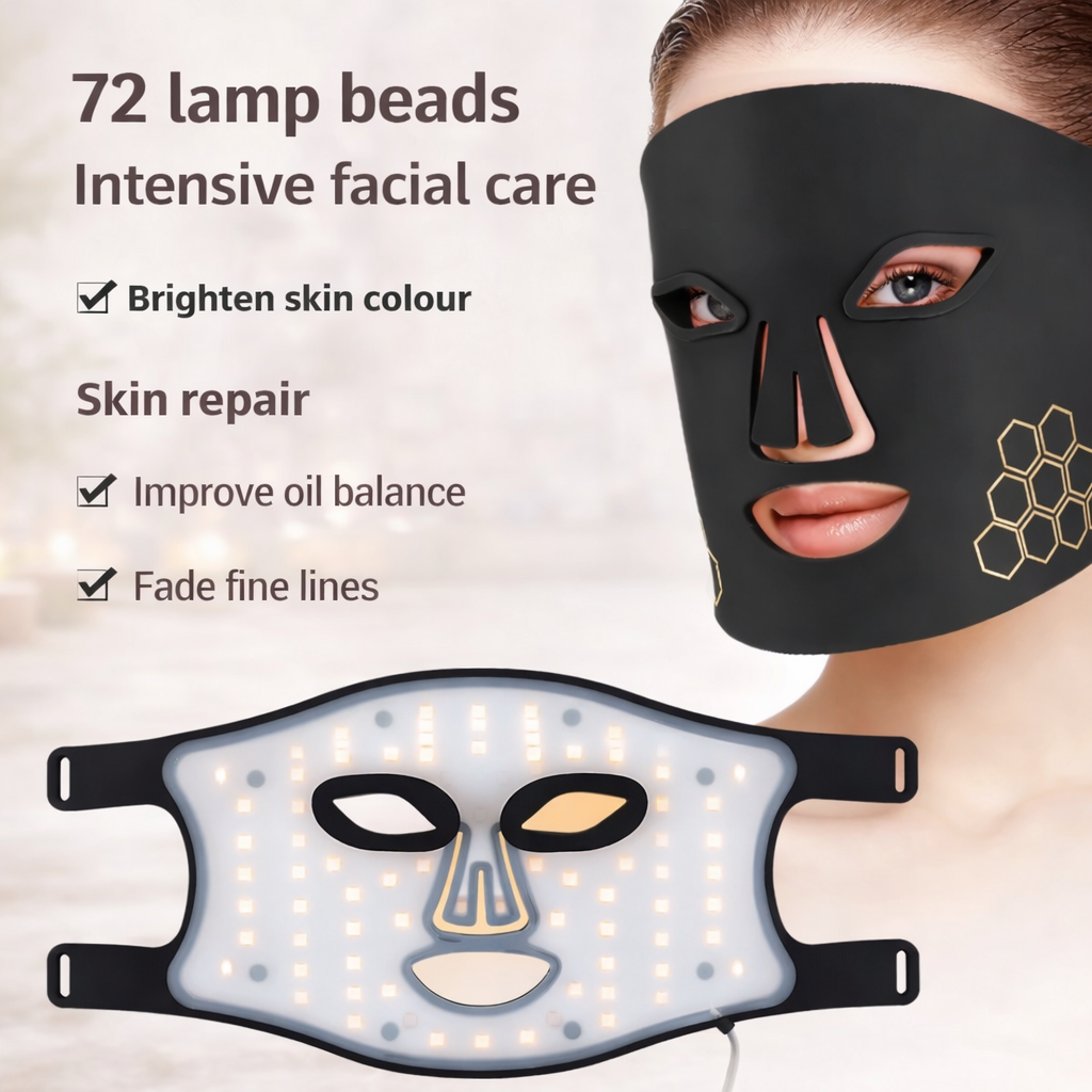 72-LED Facial Light Therapy Mask Set – Multi-Color Photorejuvenation Device for Anti-Aging, Wrinkle Repair & Skin Renewal