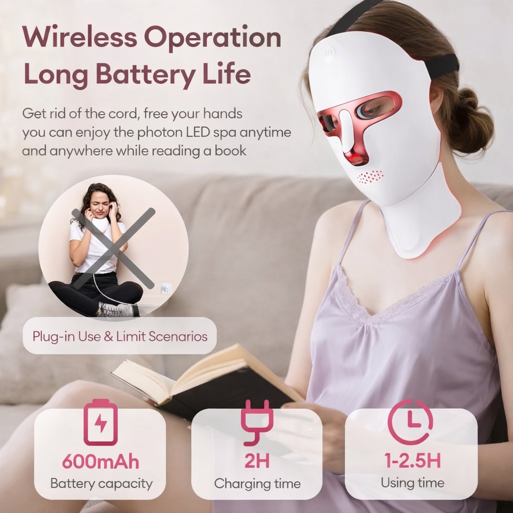 LED Face & Neck Mask – 7-Color Light Therapy Beauty Device | Rechargeable Skin Lifting & Anti-Aging