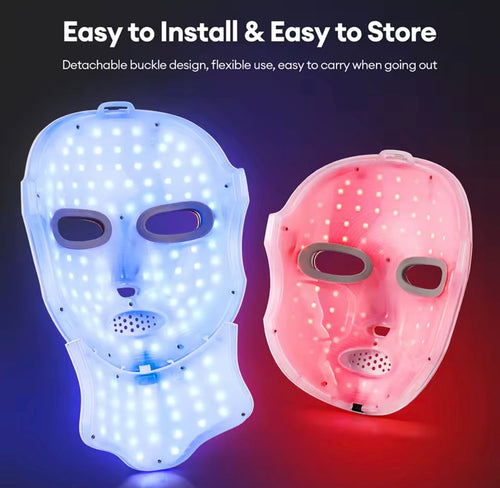 LED Face & Neck Mask – 7-Color Light Therapy Beauty Device | Rechargeable Skin Lifting & Anti-Aging