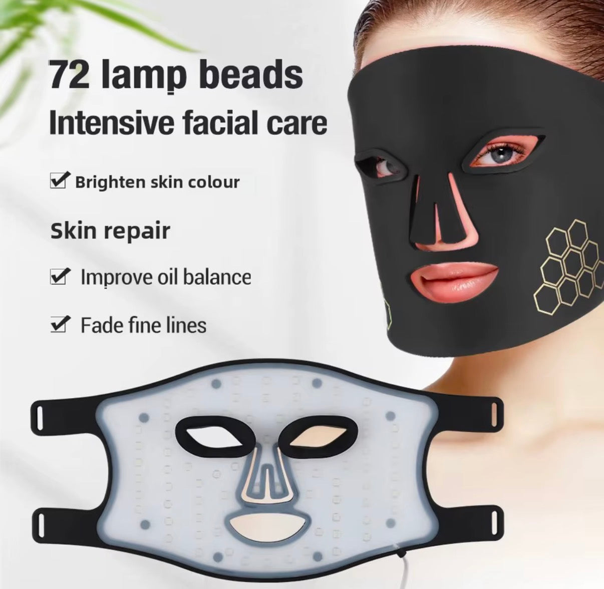 72-LED Facial Light Therapy Mask Set – Multi-Color Photorejuvenation Device for Anti-Aging, Wrinkle Repair & Skin Renewal