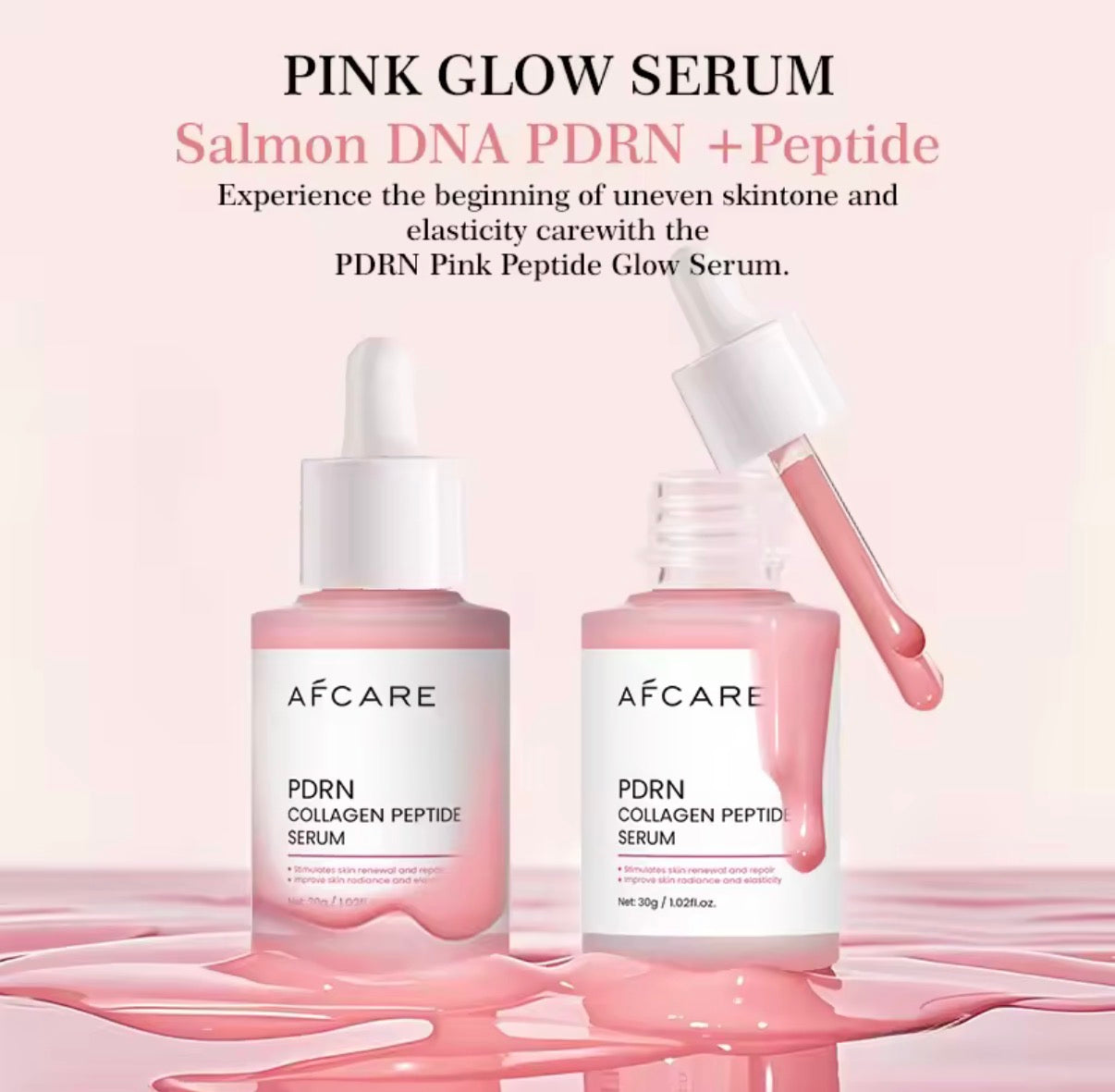 Salmon DNA PDRN Collagen Peptide  "AF Care" Pink Glow serum 30ML